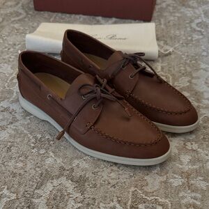 Loro Piana Brown Leather Boat Shoes